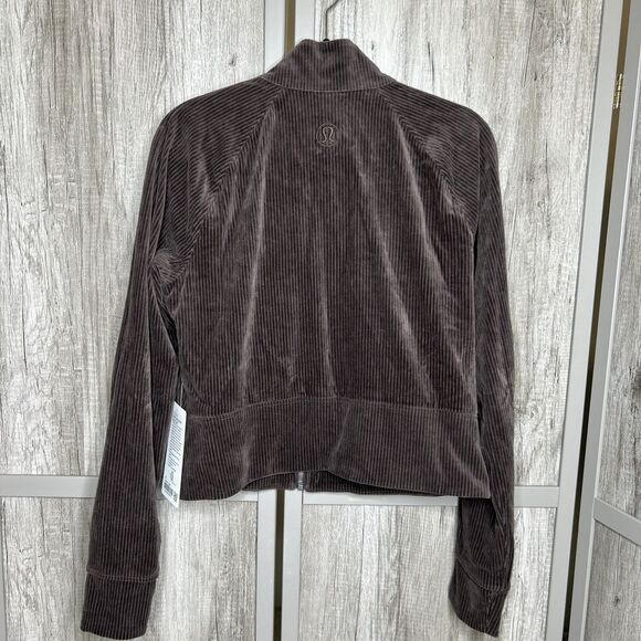 Lululemon Scuba Track Jacket Velvet Cord Full Zip Brown Color Size 12 NWT - Picture 7 of 8
